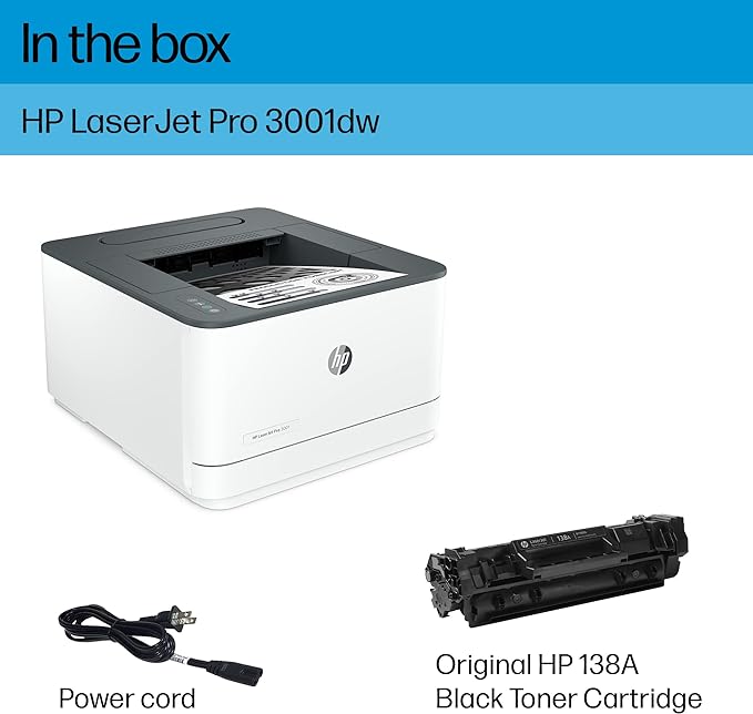 HP Laserjet Pro 3001dw Wireless Black & White Printer, Best-for-Office (3G65OF)