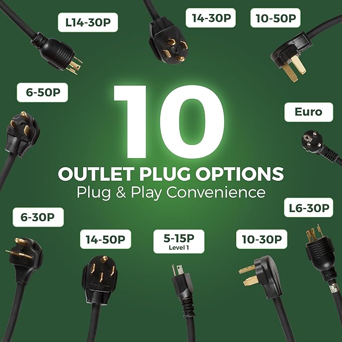 PRIMECOM Level 2 Electric Vehicle (EV) Charger (220V / 240Volt, 16Amp) Portable EVSE Smart Electric Car Charger, 30', 40', and 50 Feet Lengths (European, 30 Feet)