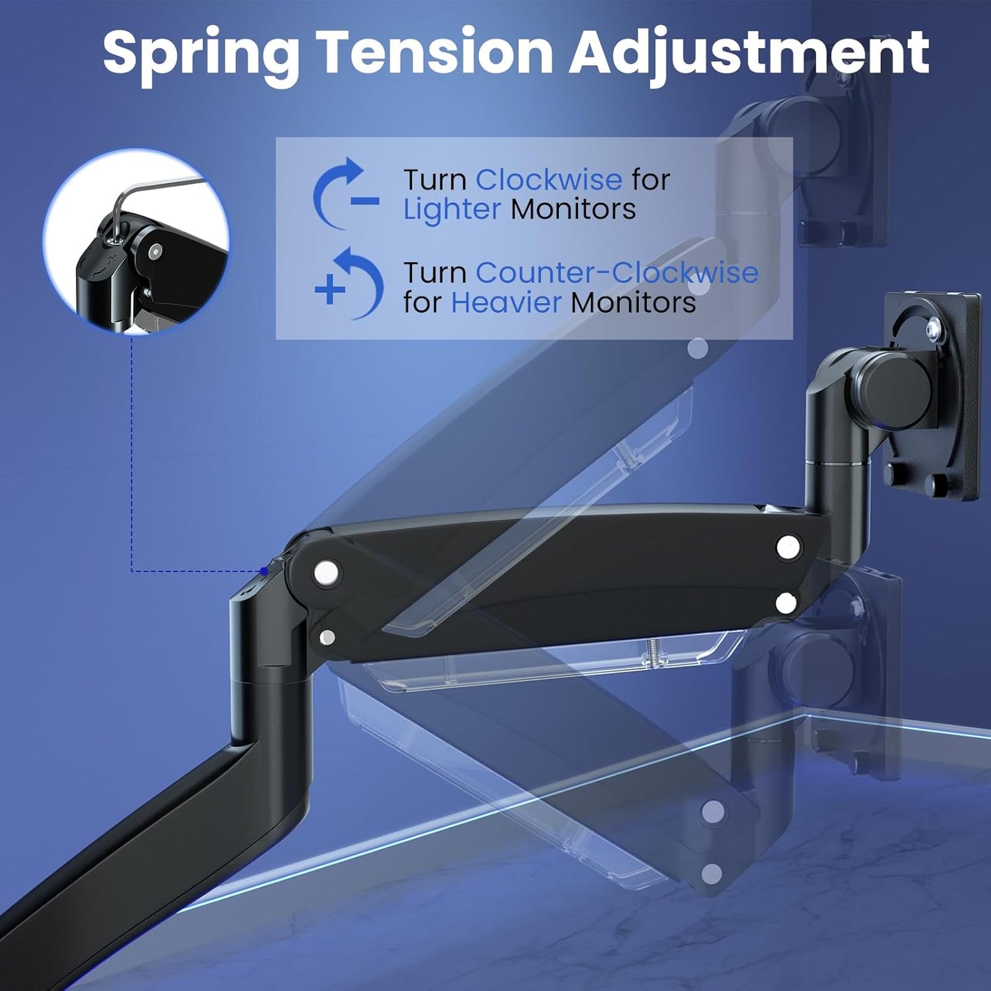 Ultrawide Monitor-Arm Heavy Duty 22-57‘’ - PUTORSEN Aluminum Single Monitor Mount Holds up to 59.4 lbs, Premium Adjustable Desk Mount Stand, VESA 75/100/200 mm, Black