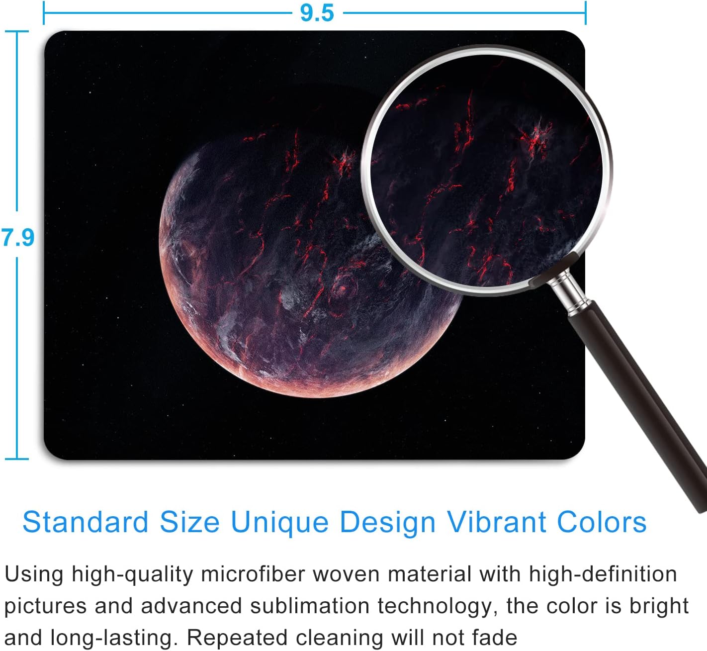 Sci-fi Galaxy Planet Mouse Pad Personalized Design Laptop Computer Non-Slip Rubber Mousepad 9.5x7.9 Inch