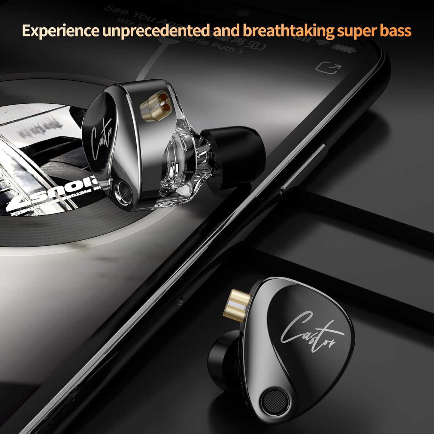 KZ Castor in Ear HiFi Earphone 2DD Dynamic High-end Tunable IEM Earphones in Ear Monitor Headphones with Silicone Tips Detachable Cabel IEMs for Singer Musician DJ On Stage (Black, Without Mic)