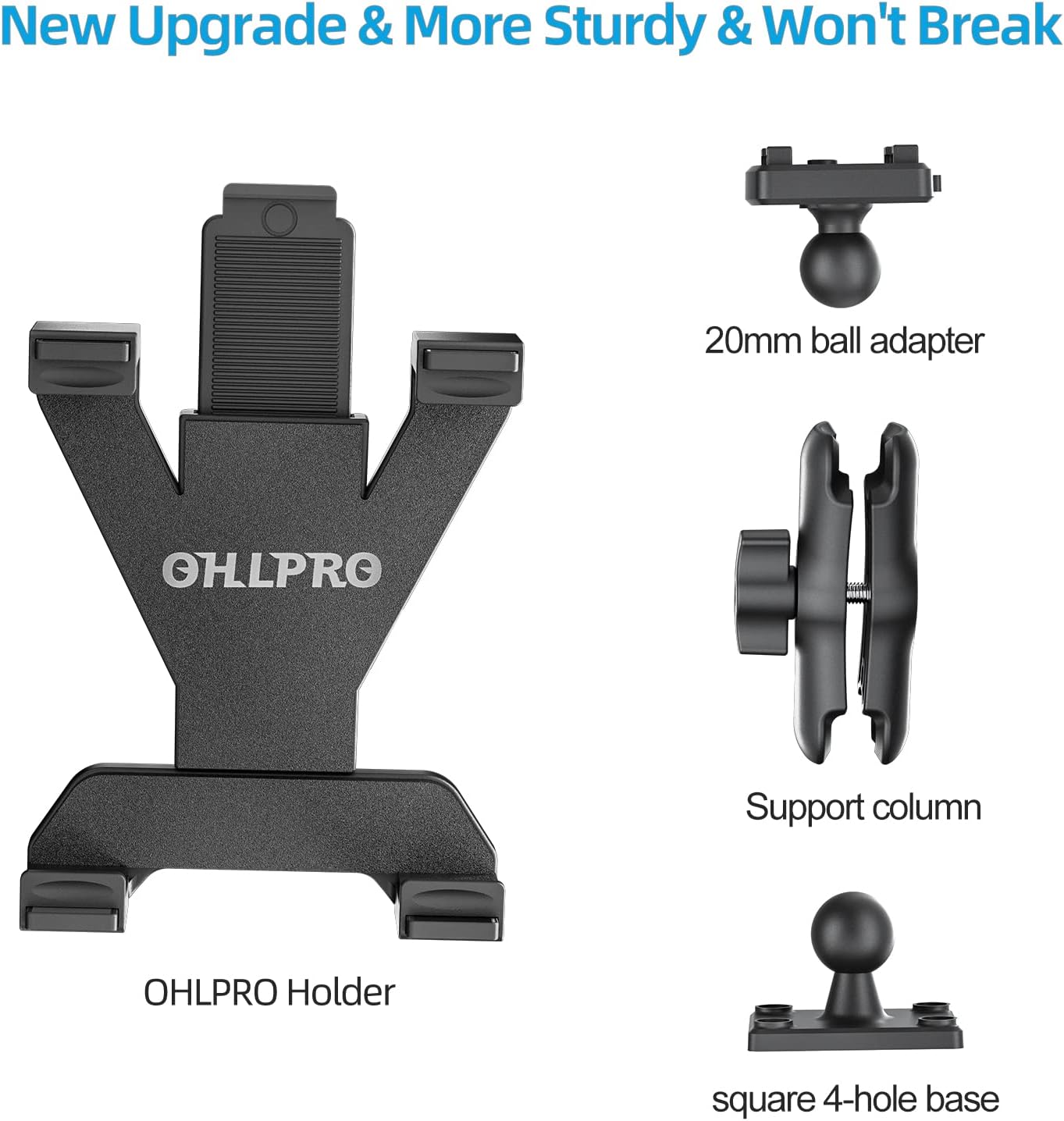 OHLPRO Tablet Holder for Truck, Heavy Duty Drill Base Tablet Car Mount for iPad, mini, Samsung Galaxy (7" - 11") for Dashboard, Desks, Tabletop, ipad Mount Great for Wall, Commercial Vehicles
