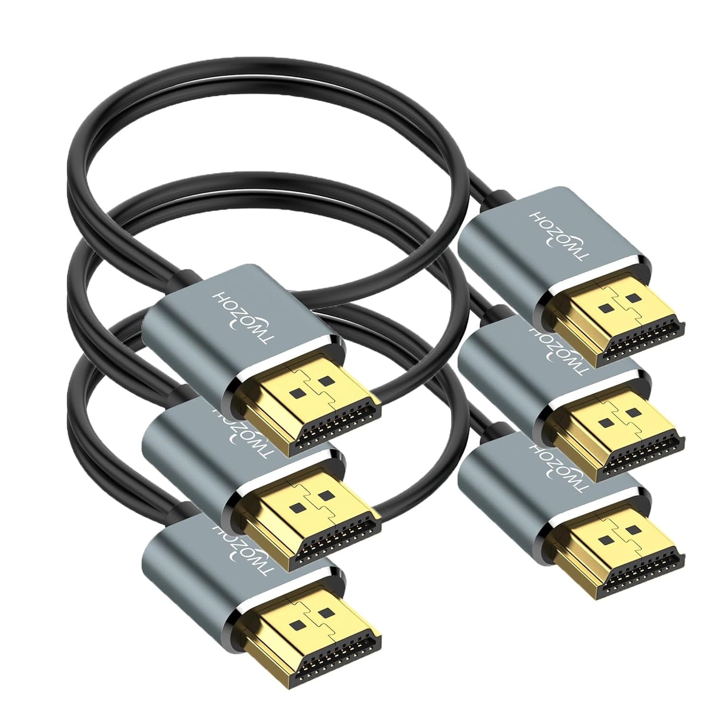 Twozoh Flexible & Slim HDMI Cable 10FT 3 Pack, Ultra Thin HDMI Cord Supports High Speed 4K@60Hz 18gbps 2160P/1080P