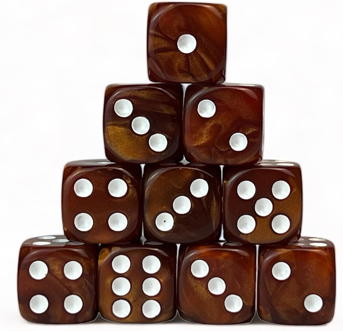 Luck Lab 10 Piece D6 Dice Pack - Acrylic Dice for RPG MTG DND Dice Table Games and Board Games (Brown Pearl)