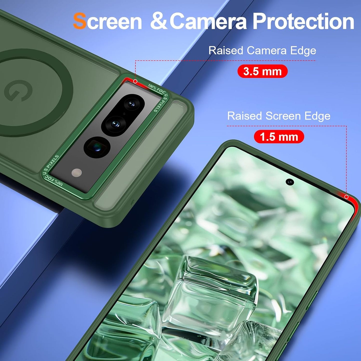 Magnetic for Google Pixel 7 Pro Case, [Military Grade Drop Protection] [Compatible with MagSafe] Shockproof Slim Translucent Matte Anti-Slip for Women Girls Men Case, Forest Green