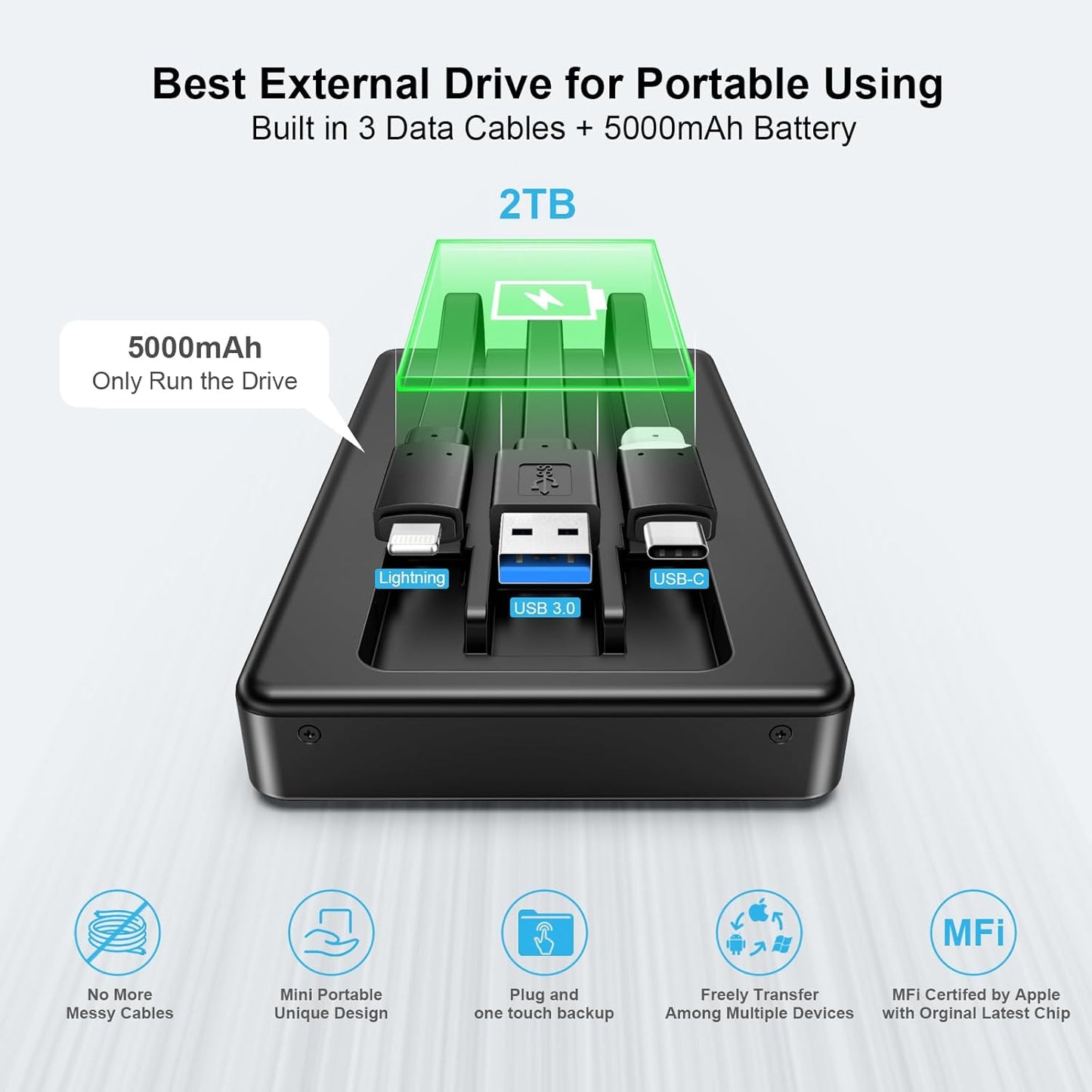 ySky 2TB External Hard Drive for iPhone & iPad,MacBook,Windows Computer,USB C Android Phones:Photo Stick USB Flash Drive to Backup Photo| Video | Music| File(MFi Certified)