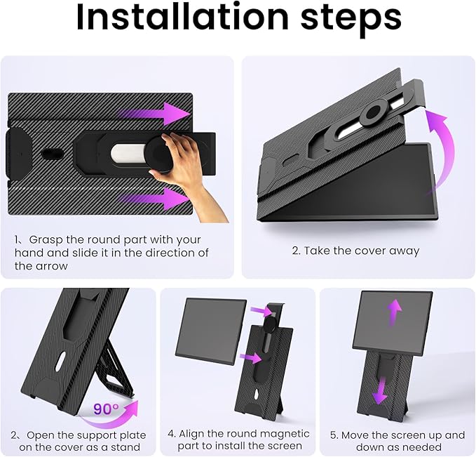 Laptop Screen Extender Portable Monitor - Dual 16" 1200P FHD Travel Monitor Fit for 13-17" Laptops Plug & Play 360° Rotating Detachable Stand Height Adjustable for Travel/Work/Study