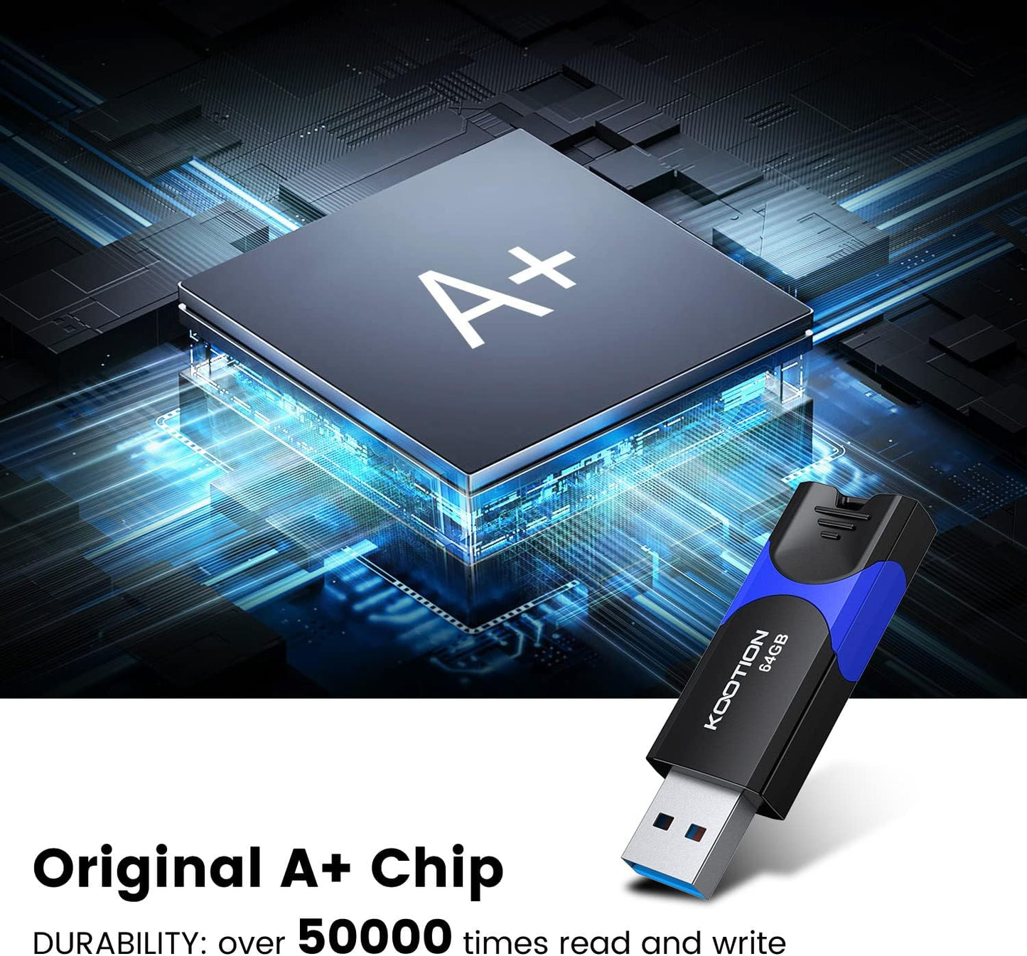 64GB USB 3.0 Flash Drive 10 Pack KOOTION USB 3.0 Thumb Drive Retractable 64G Zip Drive Ultra High Speed USB Stick Jump Drive Rugged Memory Stick with LED Indicator for Data Storage and Transfer