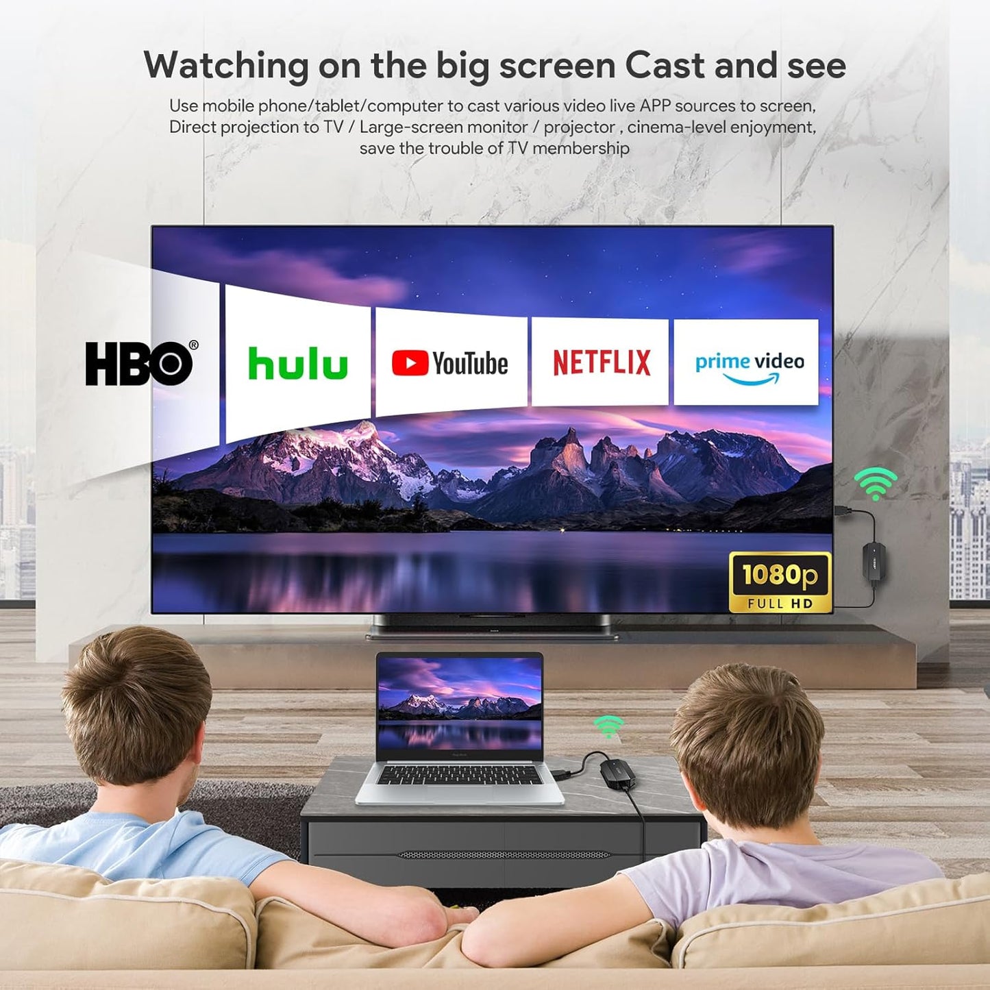 2025 Upgraded Wireless HDMI Transmitter and Receiver 4K Ultra HD Decoding & 1080P Output, Long Range Wireless HDMI Extender Transmission, Plug and Play, 1 RX to 8 TX, Stable & Low Latency