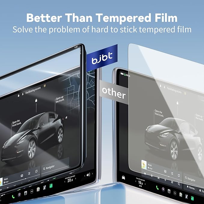 Tesla Model 3 Screen Protector for Tesla Model Y (2021-2024) & Model 3 (2021-2023) 15 Inch, No Bubble Tempered Glass Case with Protective Frame, HD & 9H Anti-Scratch, Black