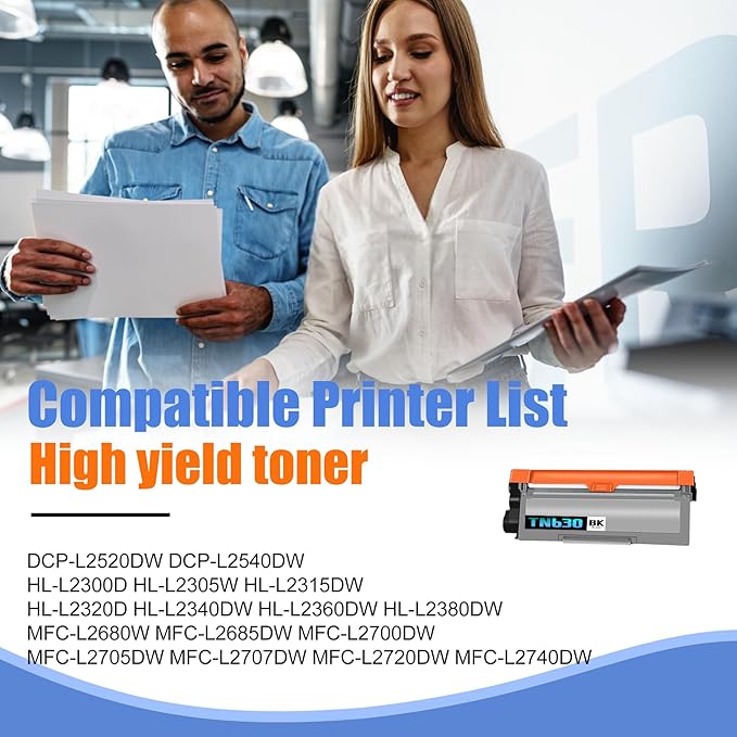 2-Pack TN630 Black Toner Cartridge, Replacement for Brother TN-630 for HL-L2300D L2305W L2315DW L2320D L2340DW L2360DW L2380DW MFC-L2680W L2700DW L2705DW L2720DW L2740DW DCP-L2520DW L2540DW Printer