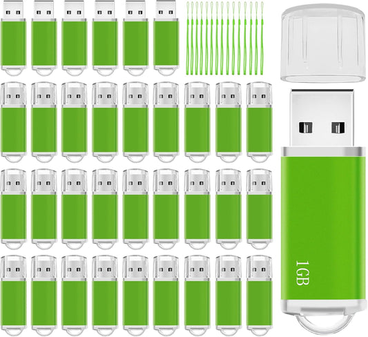 1GB Flash Drive 50 Pack USB 2.0 Flash Drives USB Bulk Thumb Drive Memory Stick Fat 1GB Jump Drives Multipack with Lanyard (Green 50 Packs 1 GB)