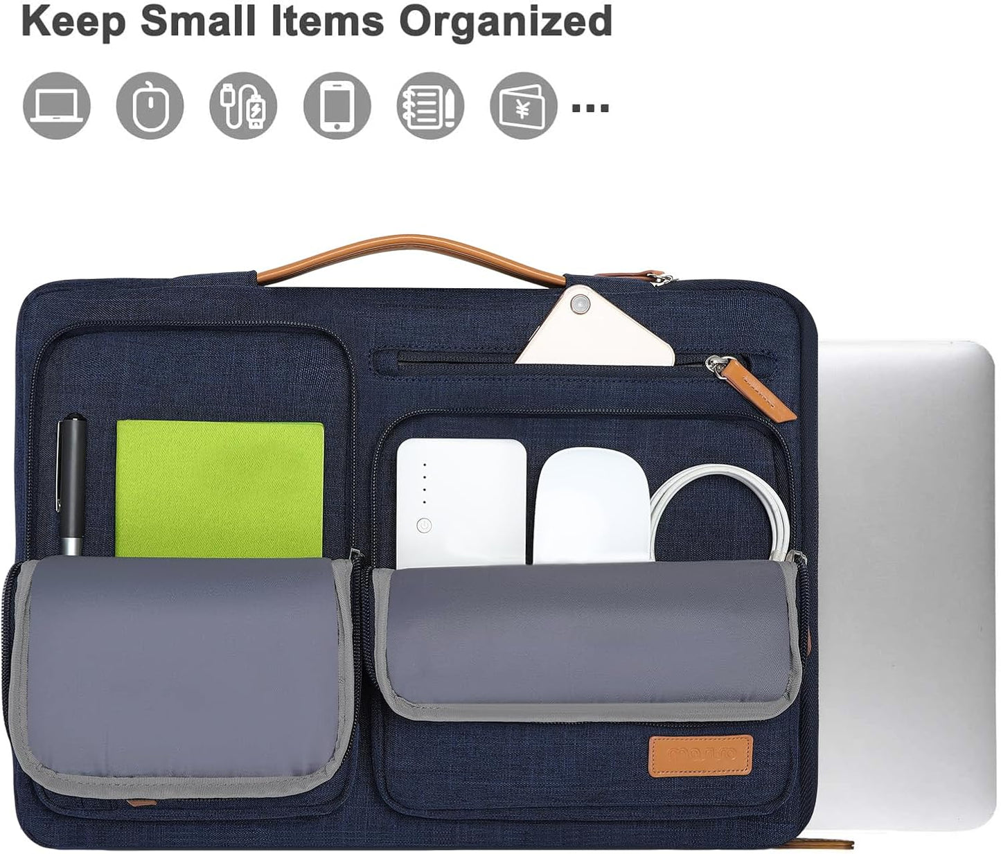 MOSISO 360 Protective Laptop Case 15 inch, 15 inch Laptop Sleeve Compatible with MacBook Air M4 M3 M2 2025 2024 2023, Dell XPS Plus, Side Open Carrying Case with 4 Zipper Pockets&Handle, Navy Blue