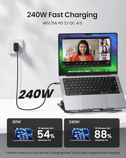 Silkland USB C Monitor Display Cable 3.3FT 4K@144Hz/60Hz, 8K USB C 3.2 Gen 2x2 Video Cable, 20Gbps Data Transfer, 240W PD Charging, Type C Compatible for iPhone 17, MacBook, CarPlay, Portable Monitor