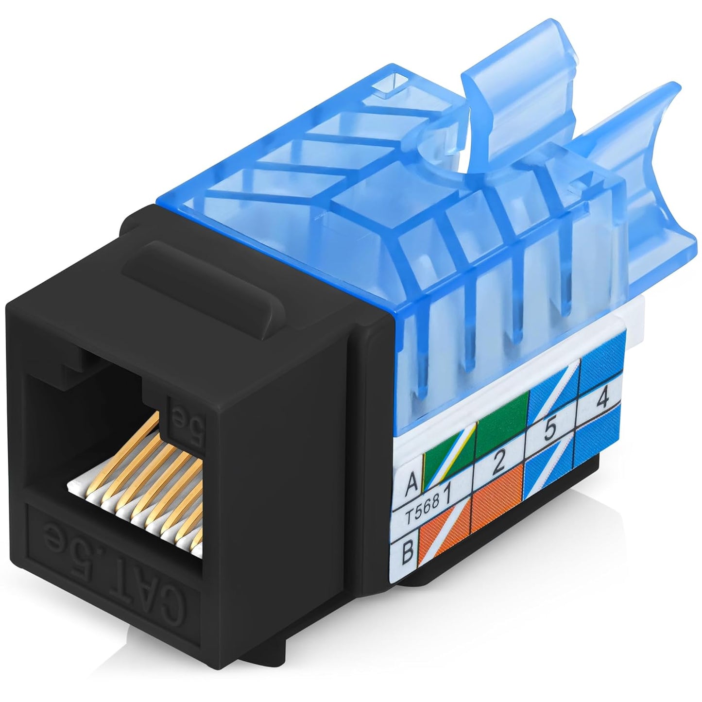 Everest 45° Angled RJ45 Cat5e Keystone Jacks 50-Pack in Black - Slim Profile Female RJ45 Connectors - Cat 5e Keystone Jack - Compatible with 45° Angled Speed Termination Tool - 45Term (B0BL3GS7ZY)