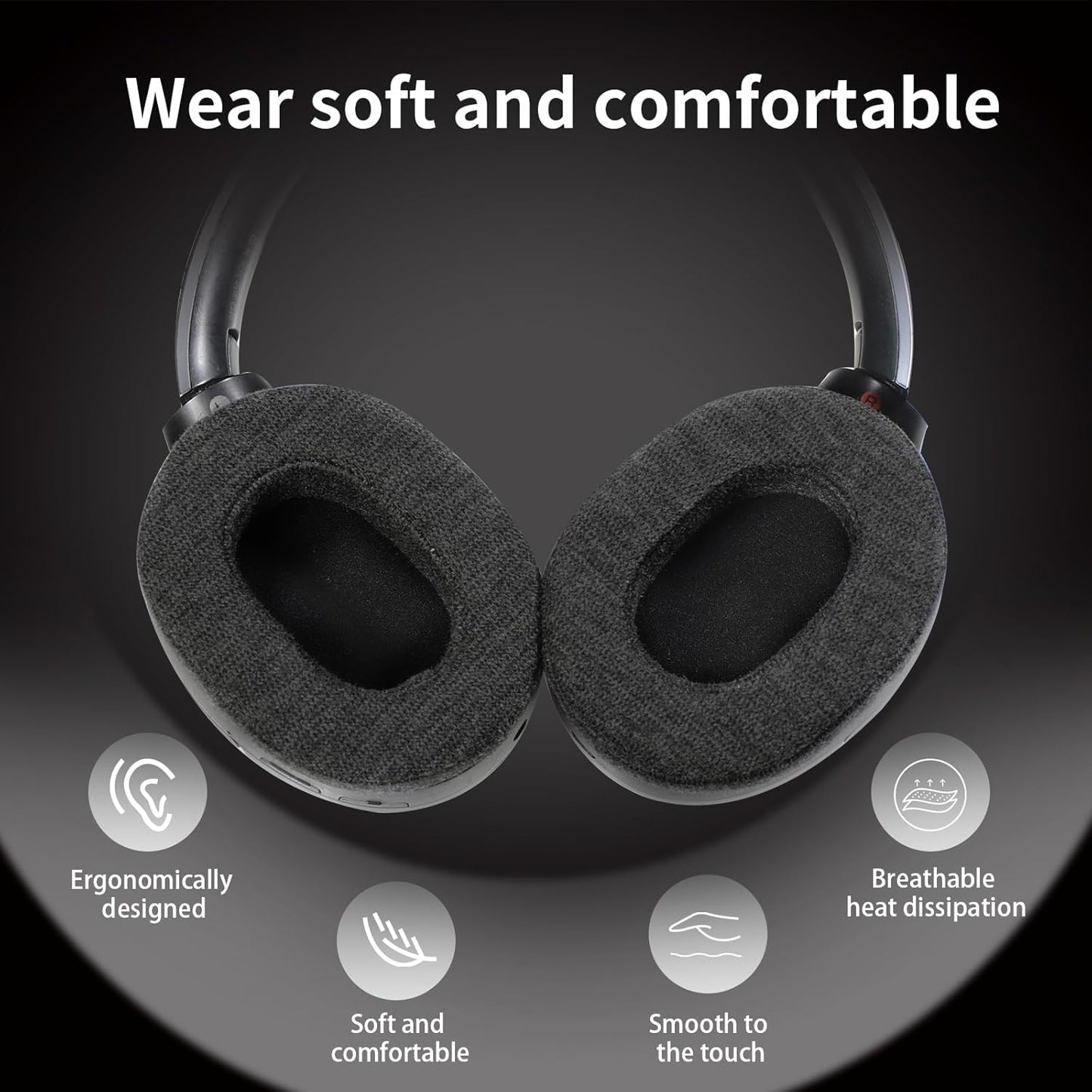 Skin-Friendly Cotton Replacement Earpads for Sony WH-1000XM2/MDR-1000X, Skin-Friendly Cotton Ear Pads Cushions with High-Density Noise Isolation Foam, Keep Warm (Dark Gray)