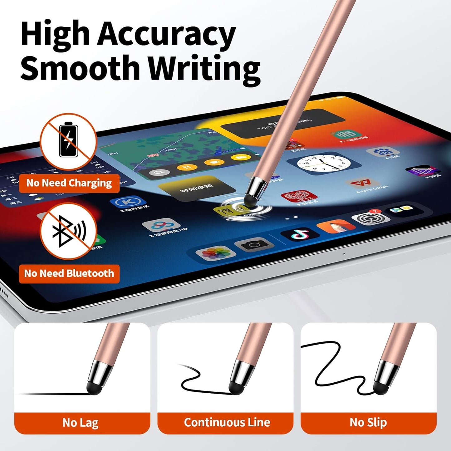 10 PCS Stylus,Stylus Pen for Touchscreen,Stylus 2-in-1 High Sensitivity & Precision Suitable for All Touch Screens of iPhone/ipad/Android Tablets(10 Stylus Pen Rose Gold/Black + 20 Tips)