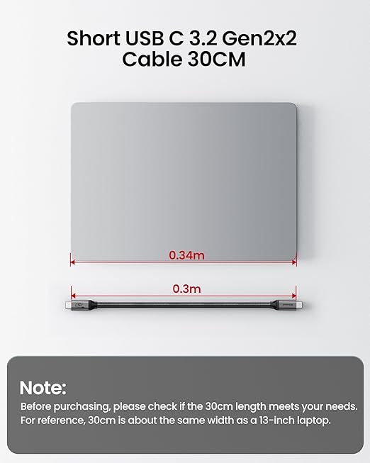 Silkland USB C Data Cable 20Gbps, Short 1FT USB3.2 Gen 2x2 High Speed Data Transfer, [5K/4K 60Hz] Monitor Cable, 240W PD Fast Charging, Type C Data Compatible for SSD, Hub, Dock, eGPU