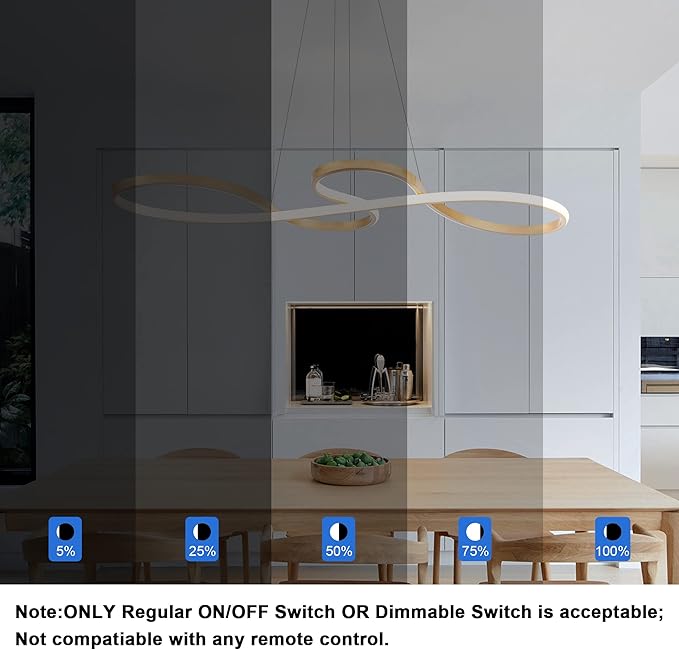 Modern LED Chandelier Dining Room Modern Pendant Light Dimmable Creative Contemporary Chandelier Adjustable Hanging Lighting Fixture for Living Room Kitchen Island 3000K/4000K/6000K (Gold)