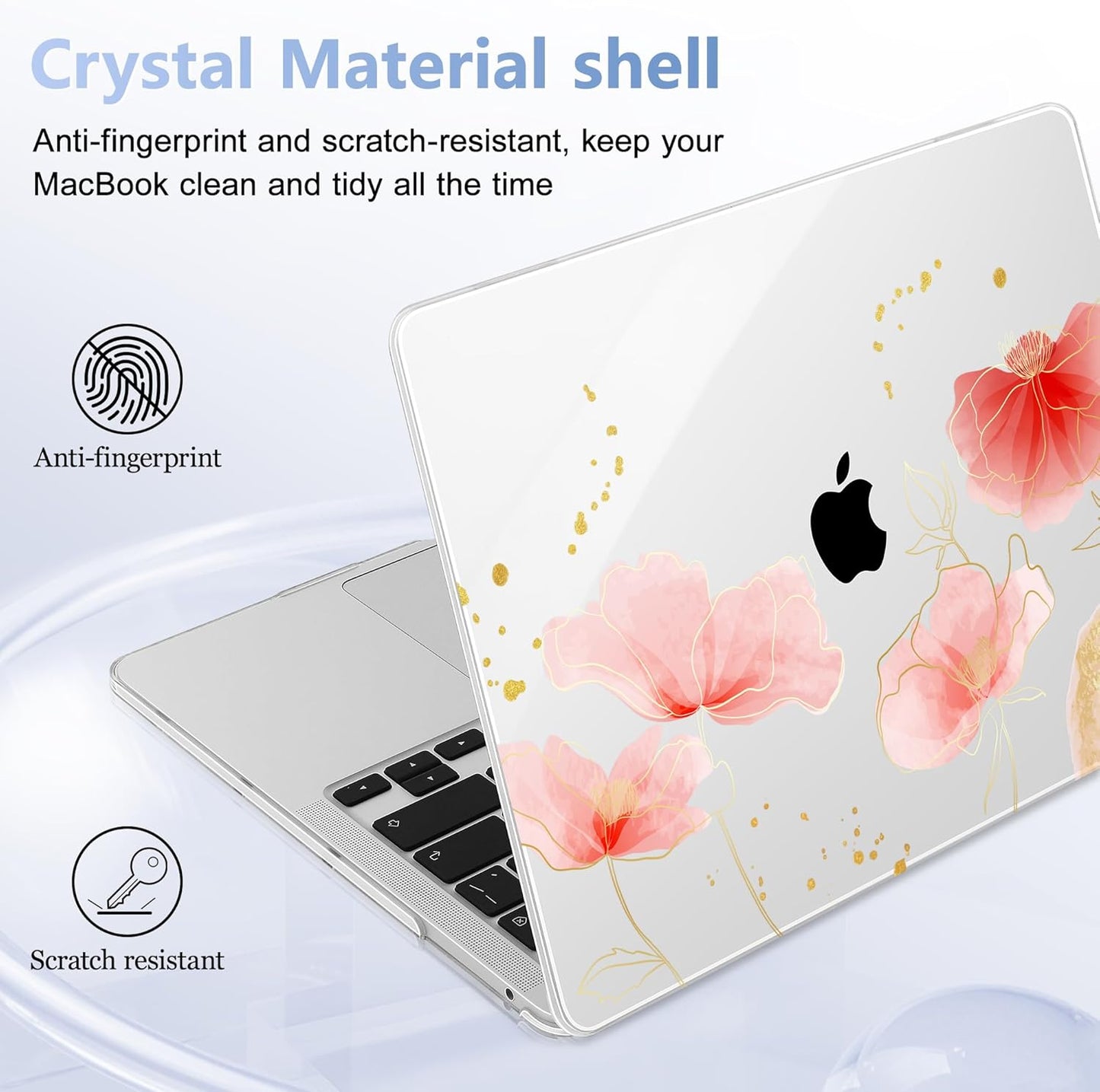 Case for MacBook Pro 13 inch with/Without Touch Bar (2016-2022, M2 A2338 M1 A2289 A2251 A2159 A1989 A1706 A1708), Hard Shell + Keyboard Cover + Dust Plug, Spring Floral