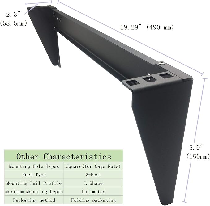 JINGCHENGMEI 1U 19" Vertical Wall Mount Rack- Heavy Duty Wall Mount Patch Panel Bracket for Data and Network Equipment,Supports 125lbs (1U150)