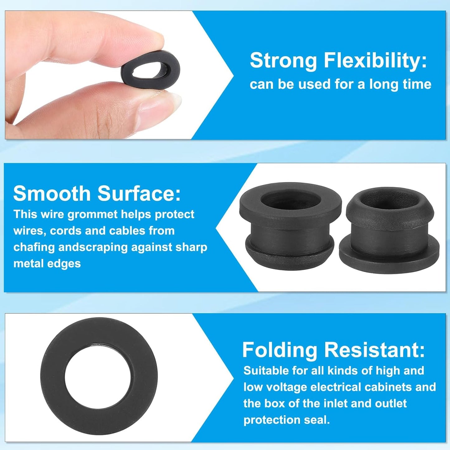 PATIKIL 12.5mm / 1/2 Inch Drill Hole,3/8 Inch ID Rubber Grommets, 12Pcs Top Hat Grommet for Wiring Eyelet Ring Gasket Automotive Firewall Cable Hole Plugs Wires Protection, Black