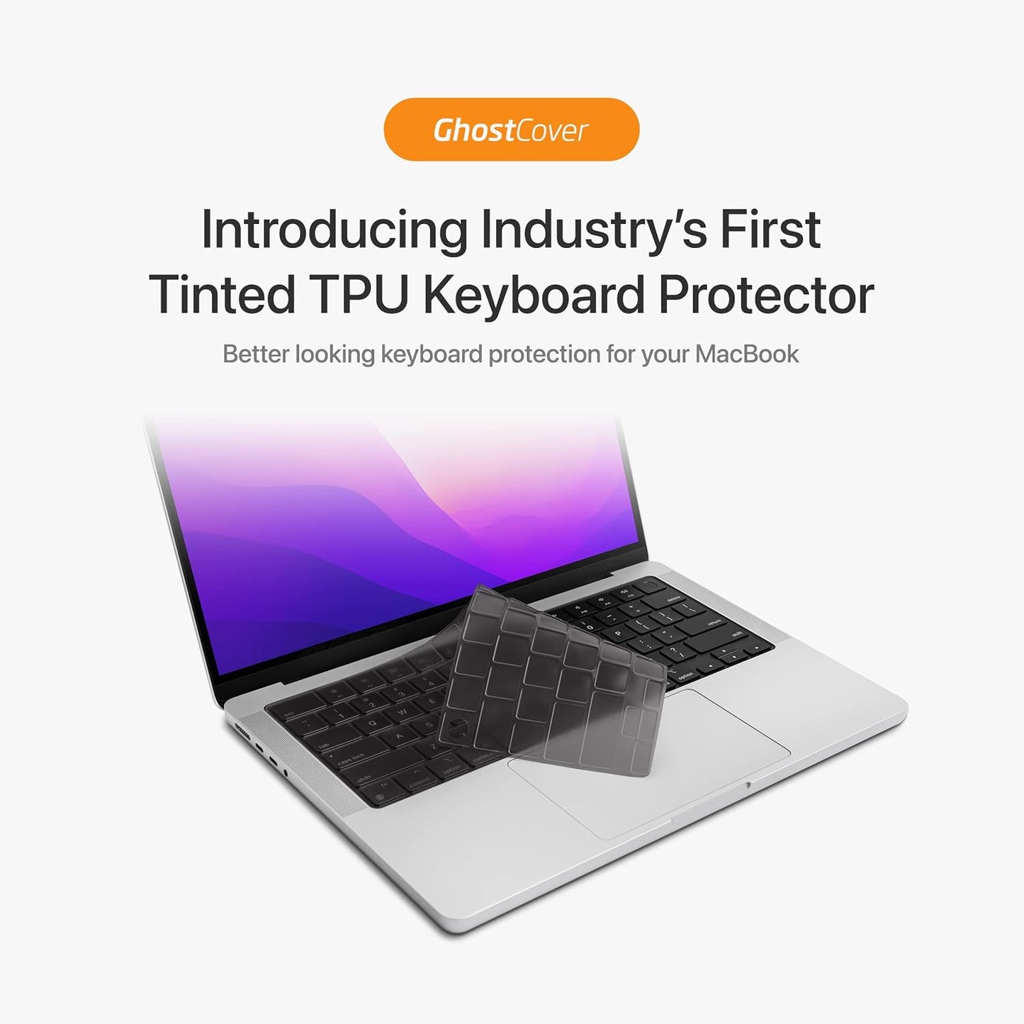 GhostCover Original Premium Ultra Thin Keyboard Cover Protector, Compatible with 2025 2024 2023 2022 2021 M4/M3/M2/M1 Pro/Max MacBook Pro 14/16, M4/M3/M2 MacBook Air 13/15, US ANSI Layout, Translucent