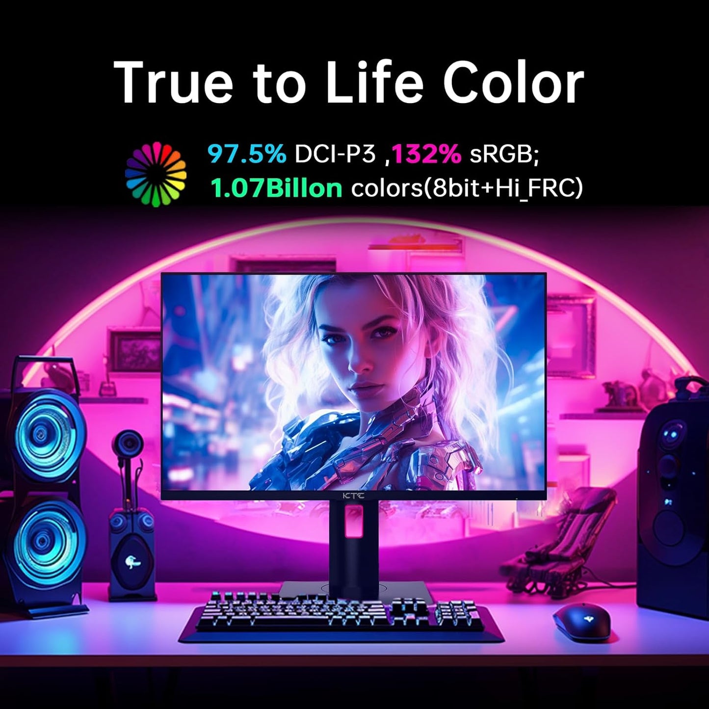 KTC 27" 4K UHD 144Hz Gaming Monitor - Fast IPS Panel 160Hz 1ms GTG, HDR400 132% sRGB, HDMI2.1/DP1.4, VESA Mount, Height/Tilt/Pivot/Swivel Stand, Vertical Monitor Ideal for Gamers, Designers