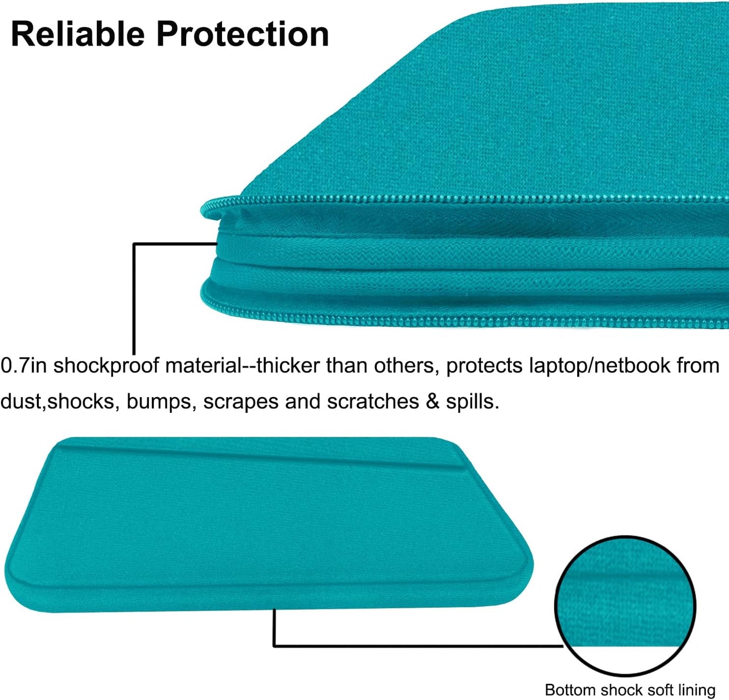 Laptop Sleeve Bag 15.6 inch, Durable Computer Carrying Bag Protective Case Briefcase Handbag with Front Pocket, Slim Laptop Case Cover for 15.6 Inch HP, Dell, Lenovo, Asus, Notebook, Light Blue