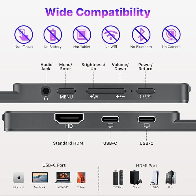 VisionOwl Portable Monitor 15.6 Inch 4K UHD 145% sRGB Second Screen, USB-C HDMI HDR FreeSync Travel Monitor for Laptop MacBook PC PS5 Xbox, VESA Mountable, with Speakers, Adjustable Kickstand