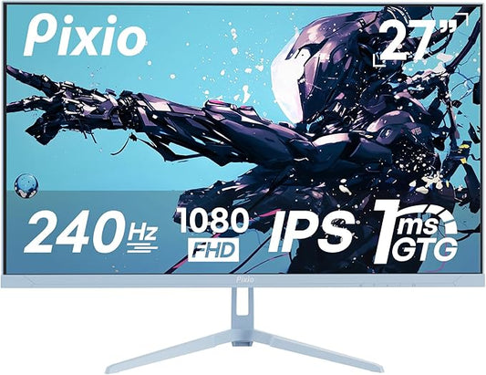 Pixio PX279 Wave Blue 27 inch 240Hz Refresh Rate FHD 1080p Resolution Fast IPS Panel 1ms GTG Resonse Time Gaming Monitor with Adaptive Sync