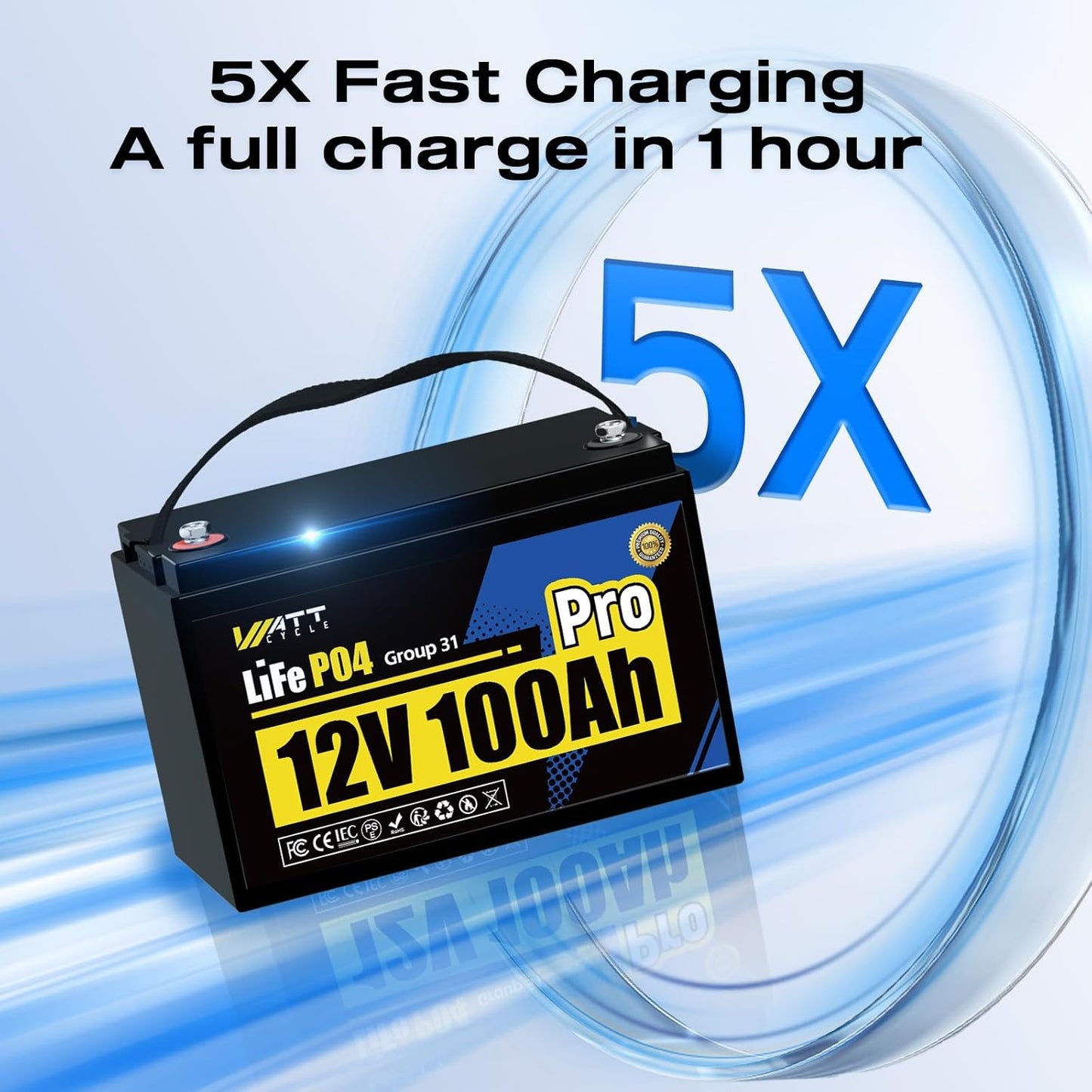 2Pack 12V 100Ah LiFePO4 Lithium Battery, BCI Group 31,Deep Cycle Up to 15000 Cycles, 110A BMS, Low Temperature Protection, 10 Years Lifespan, Perfect for RV/Home Energy Storage