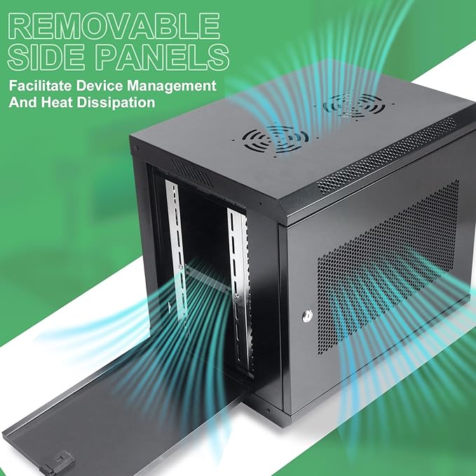 9U Wall Mount Server Cabinet IT Network Rack Enclosure Locking Door Black