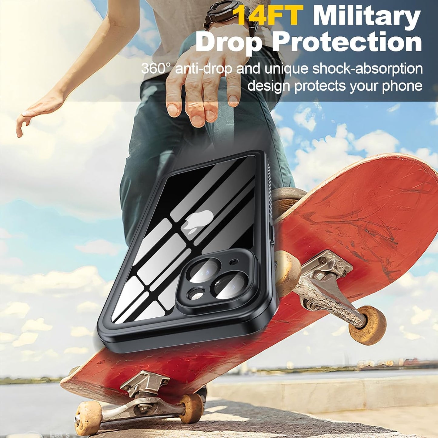 for iPhone 15 Case Waterproof - Built-in Privacy Screen Protector & HD Screen Protector [IP68 Underwater] Shockproof Dustproof Full Body Protection iPhone 15 Phone Case Blue