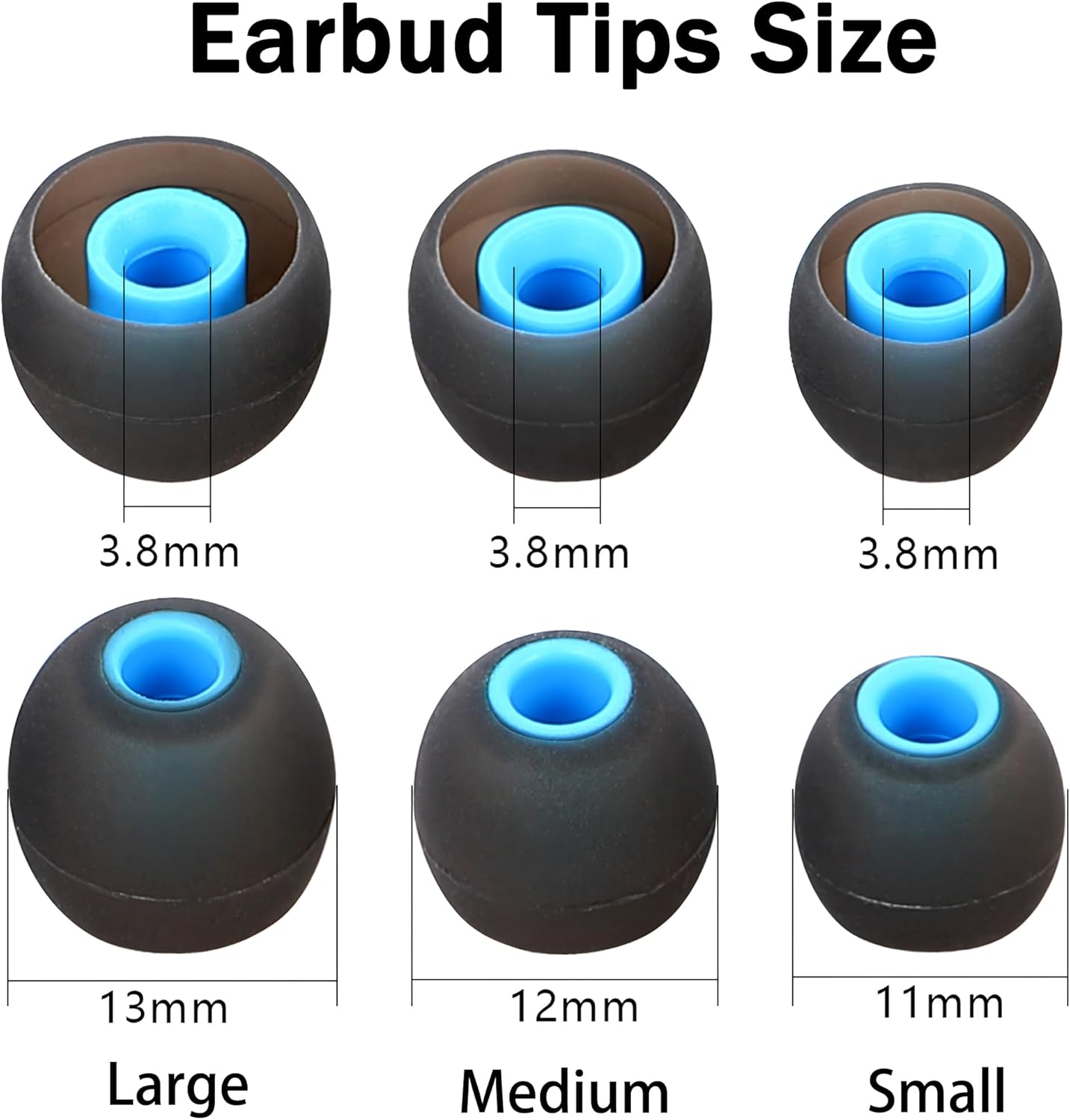 Silicone Earbud Tips Replacement Ear Tips Earbud Covers Fit Most in-Ear Earbuds(Inner Hole 3.8mm -5.1mm) Headphone Earbud Rubber Tips9 Pairs S M L