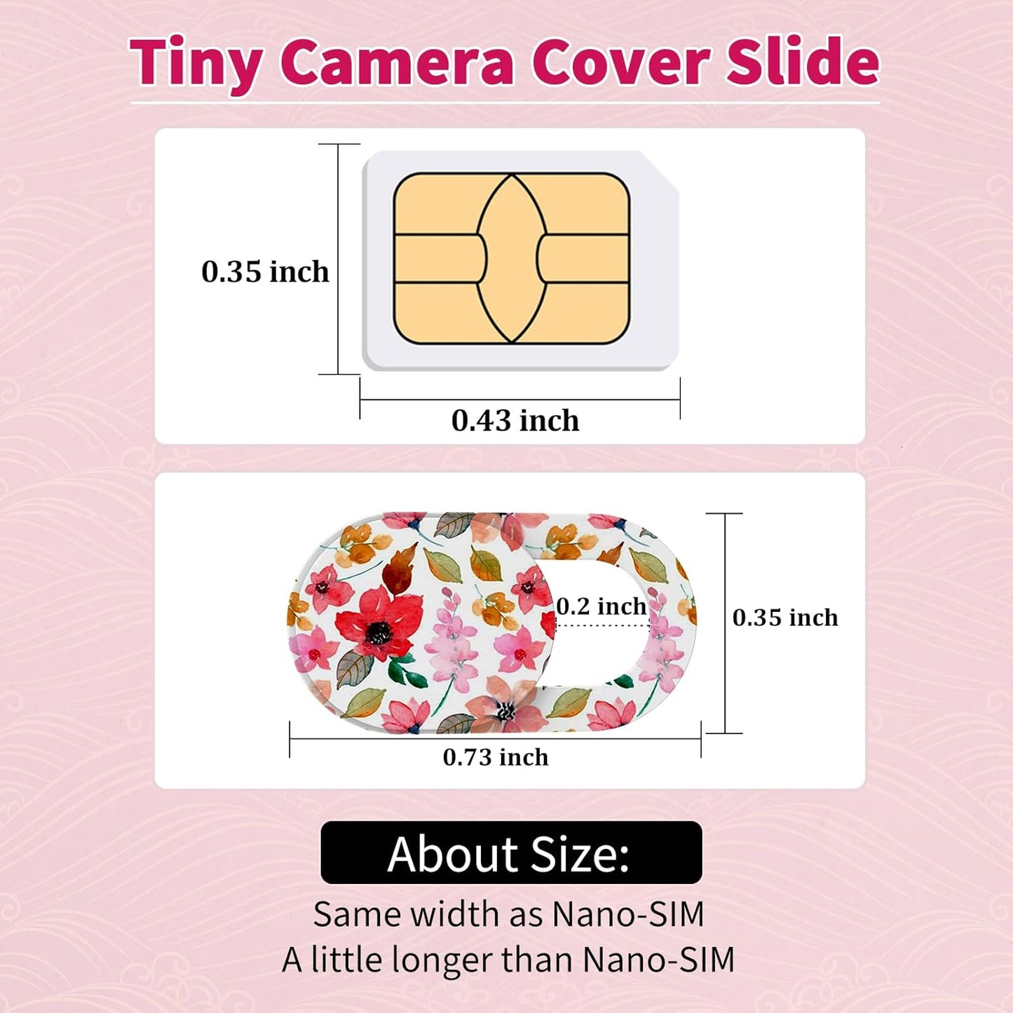 Laptop Camera Cover Slide Cute (6 Pack), Ultra Thin Webcam Cover for iPhone iPad MacBook Pro Computer iMac Cell Phone PC Accessories, 0.03" Camera Blocker Slider, Great for Privacy - Flowers