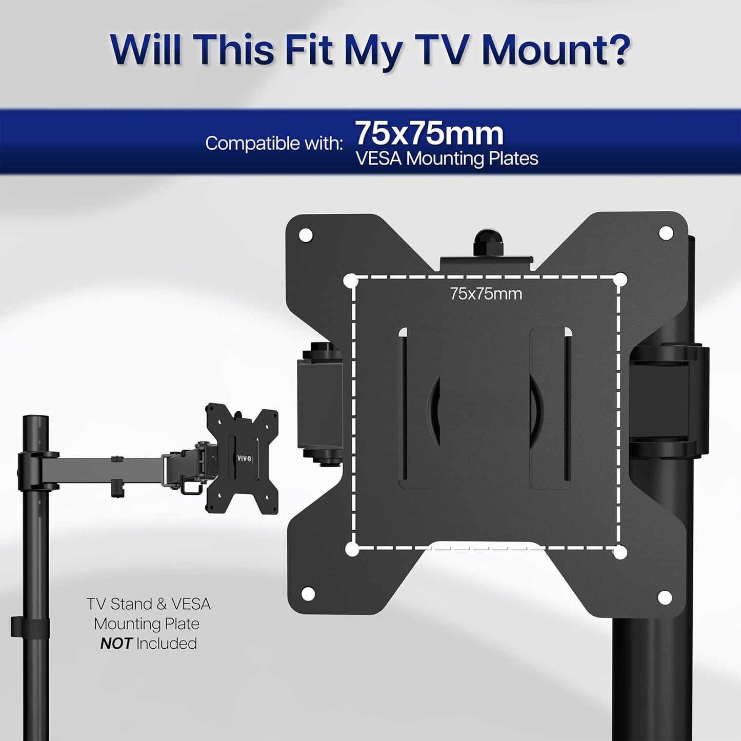 VIVO Height Adjustable VESA Adapter Stand for Individual Monitors up to 27 Inches Black