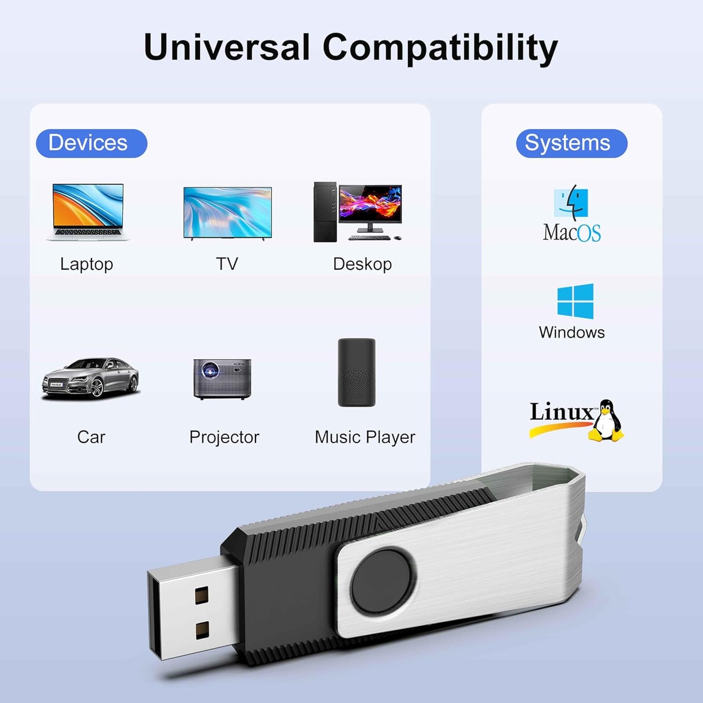 TOPESEL USB Storage Flash Drive,100PCS 8GB Bulk USB 2.0 Flash Drive Bulk Pack, USB Flash Drives Memory Stick, USB Drive Thumb Drives USB Stick Flash Memory Stick Swivel (8G, 100 Pack, Black)