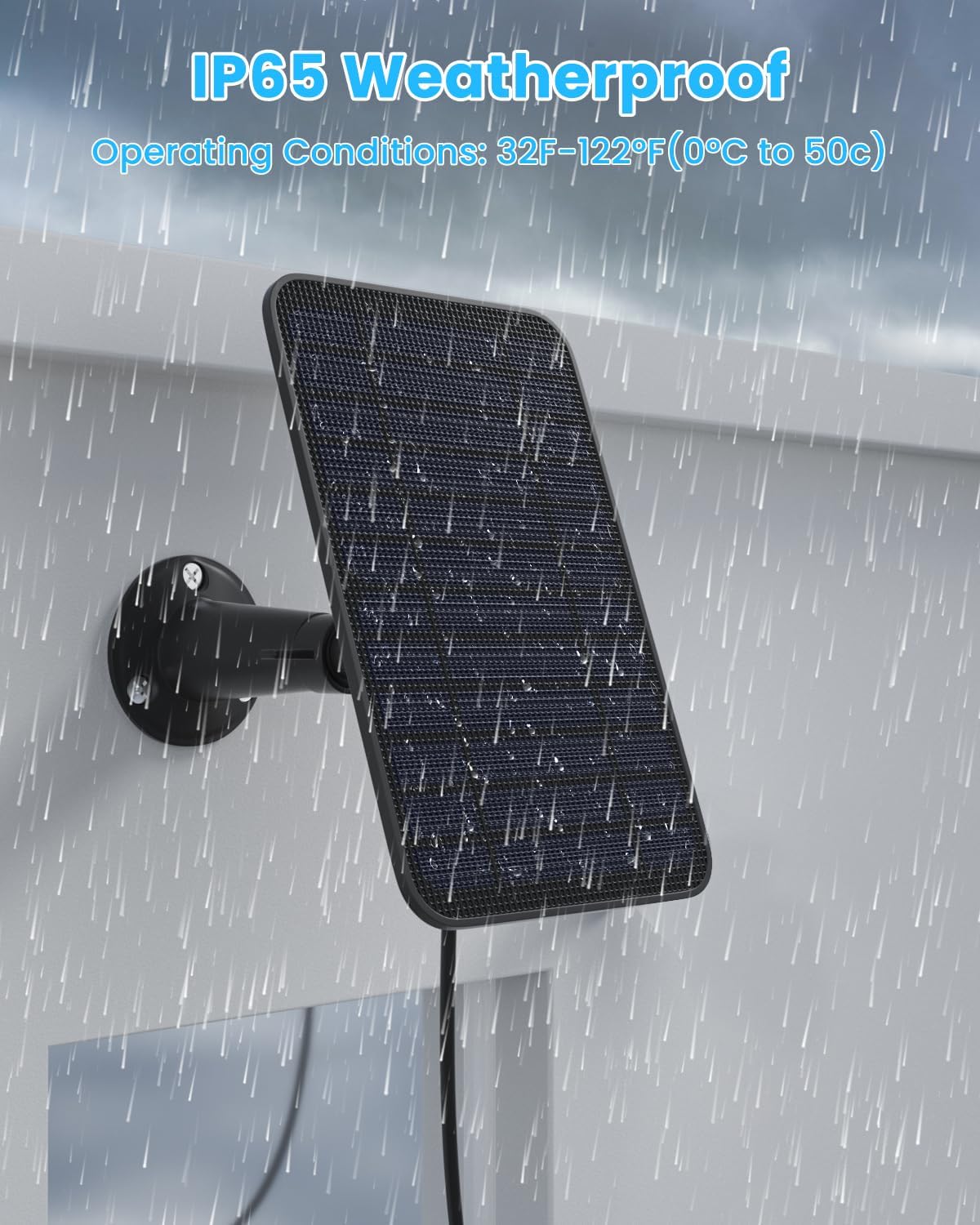 5W Solar Panel for Blink Camera Outdoor, Solar Panel Charger with Battery Compatible with New Blink Outdoor 4 (4th Gen) Camera, with 13.1ft Cable, IP65 Weatherproof, Includes Secure Wall Mount, 3 Pack