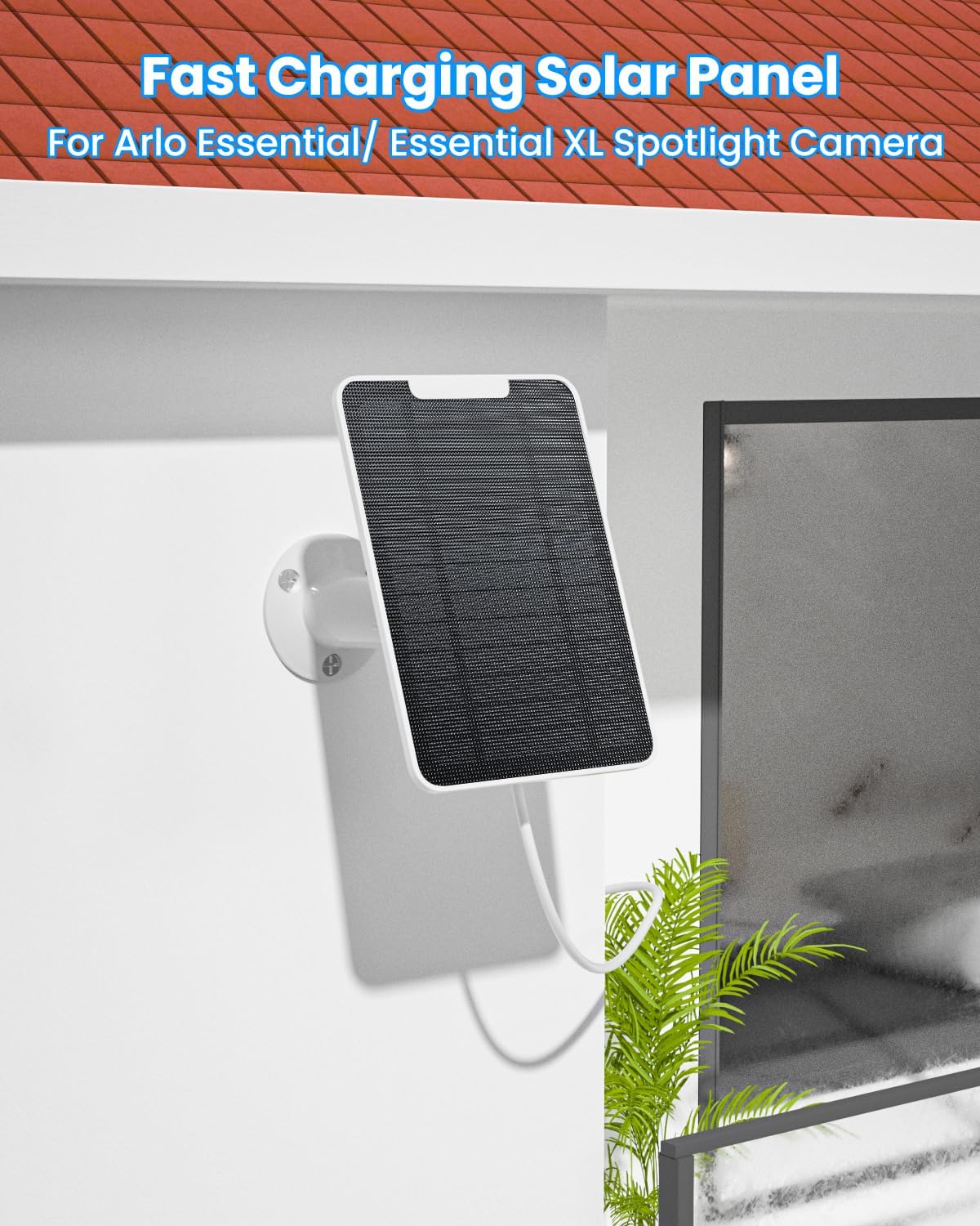 5W Arlo Solar Panel Charger Compatible with Arlo Essential Spotlight/XL Spotlight Camera, Arlo Essential Solar Panel Charger w/ 10ft Waterproof Micro USB Charging Cable, Adjustable Wall Mount, 2 Pack