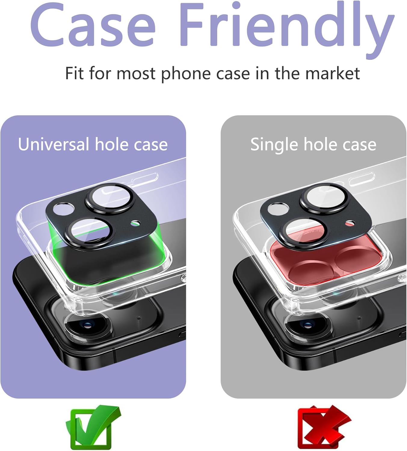 2 Pack Camera Lens Protector for iPhone 14 / iPhone 14 Plus,[Not Easy to Breakn ] AR Tempered Glass Strong Adsorption Metal Camera Cover Screen- black