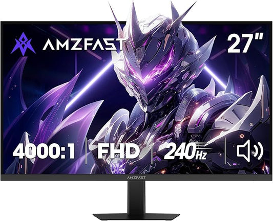 Amzfast 27 Inch 240Hz Gaming Monitor, FHD Fast VA Panel 4000:1 Contrast Computer Monitor with Speakers, HDMI DP Ports 125% sRGB VESA Support for Gmaing Office (One DP Cable Included, AMZG27F5 Pro)