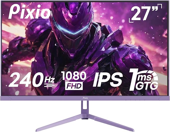 Pixio PX279 Wave Purple 27 inch 240Hz Refresh Rate FHD 1080p Resolution Fast IPS Panel 1ms GTG Resonse Time Gaming Monitor with Adaptive Sync