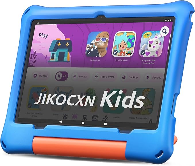 Kids Tablet, Android 15 Tablet for Kids 10 inch Octa-Core with Case, 24GB RAM 64GB ROM 1TB TF Card Expandable for Toddler Children, Parental Control, Dual Camera, BT5.0, WiFi, Gift (Blue)