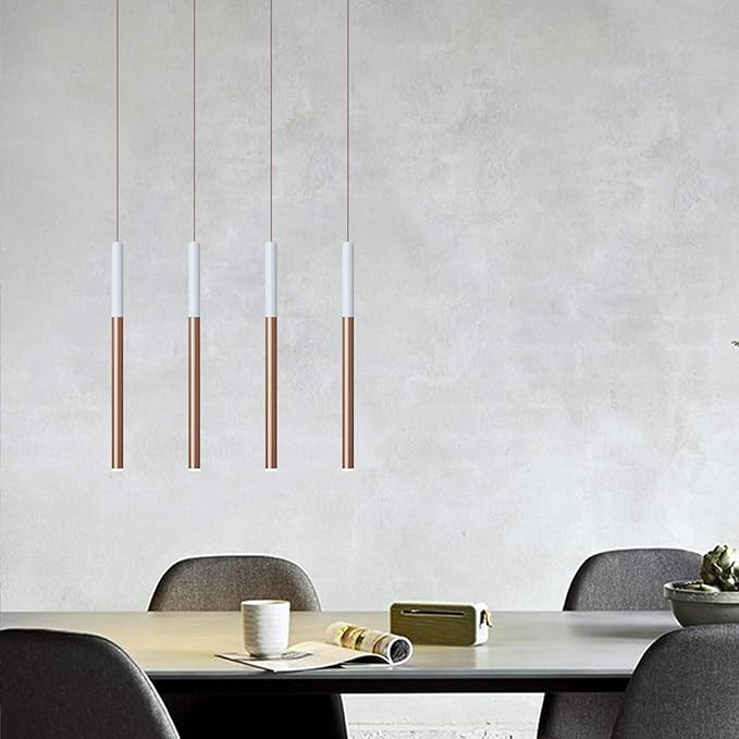ALTAIR 4 Mini Pendant Lighting White-Copper - LED Hanging Light Fixture for Kitchen Island, Bar, Foyer - Cluster Pendants - Dimmable, Adjustable Wire, Lamp Bulb Included