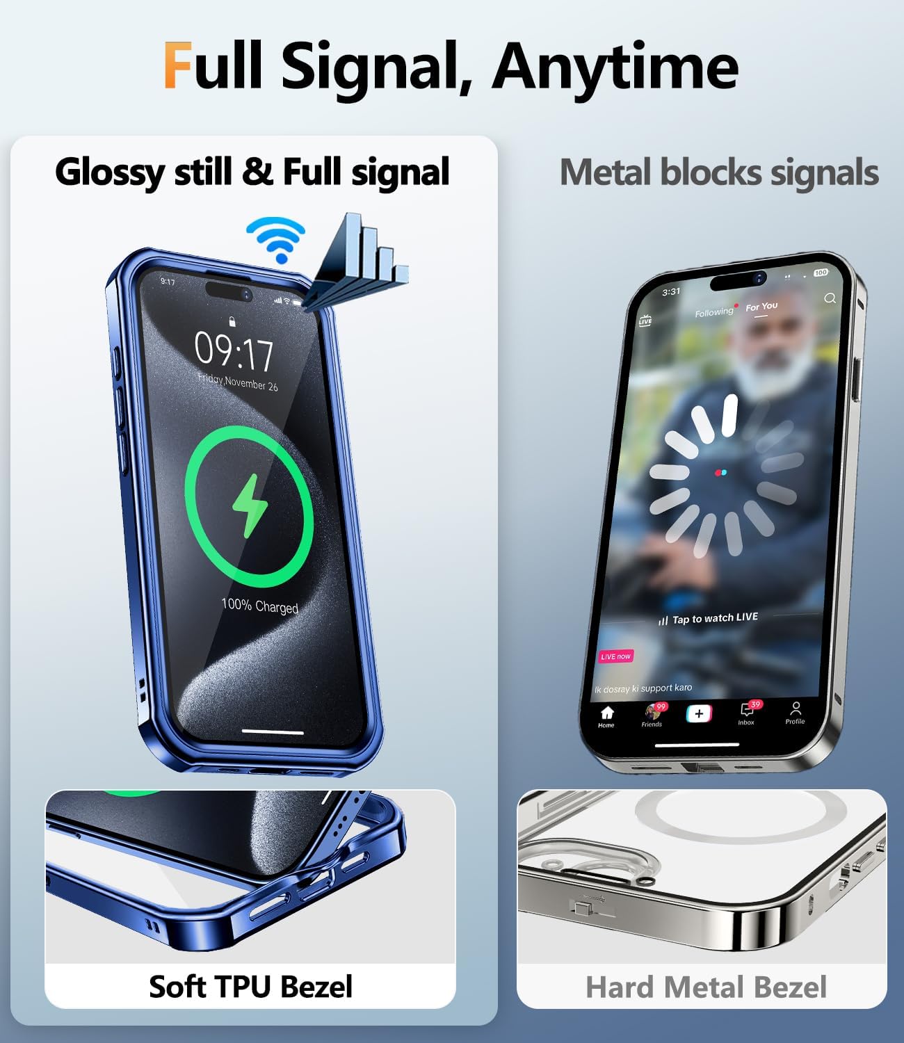 [360° Rotatable CD Stand & Built-in Privacy Screen Magnetic Case for iPhone 15 Pro Max[Compatible with MagSafe&Full Signal] Mil-Grade Shockproof Full Body Anti-Spy Cover for 15 Pro Max-Blue