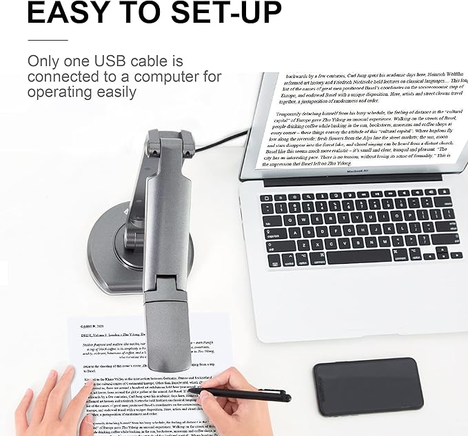 JOYUSING V500S 8MP Document Camera for Teachers, USB Visualiser for A3 Size, LED Light, AutoFocus, OCR for Windows, Classroom Presentation, Remote Teaching, Web Conferencing, Mac, Windows, Chromebook