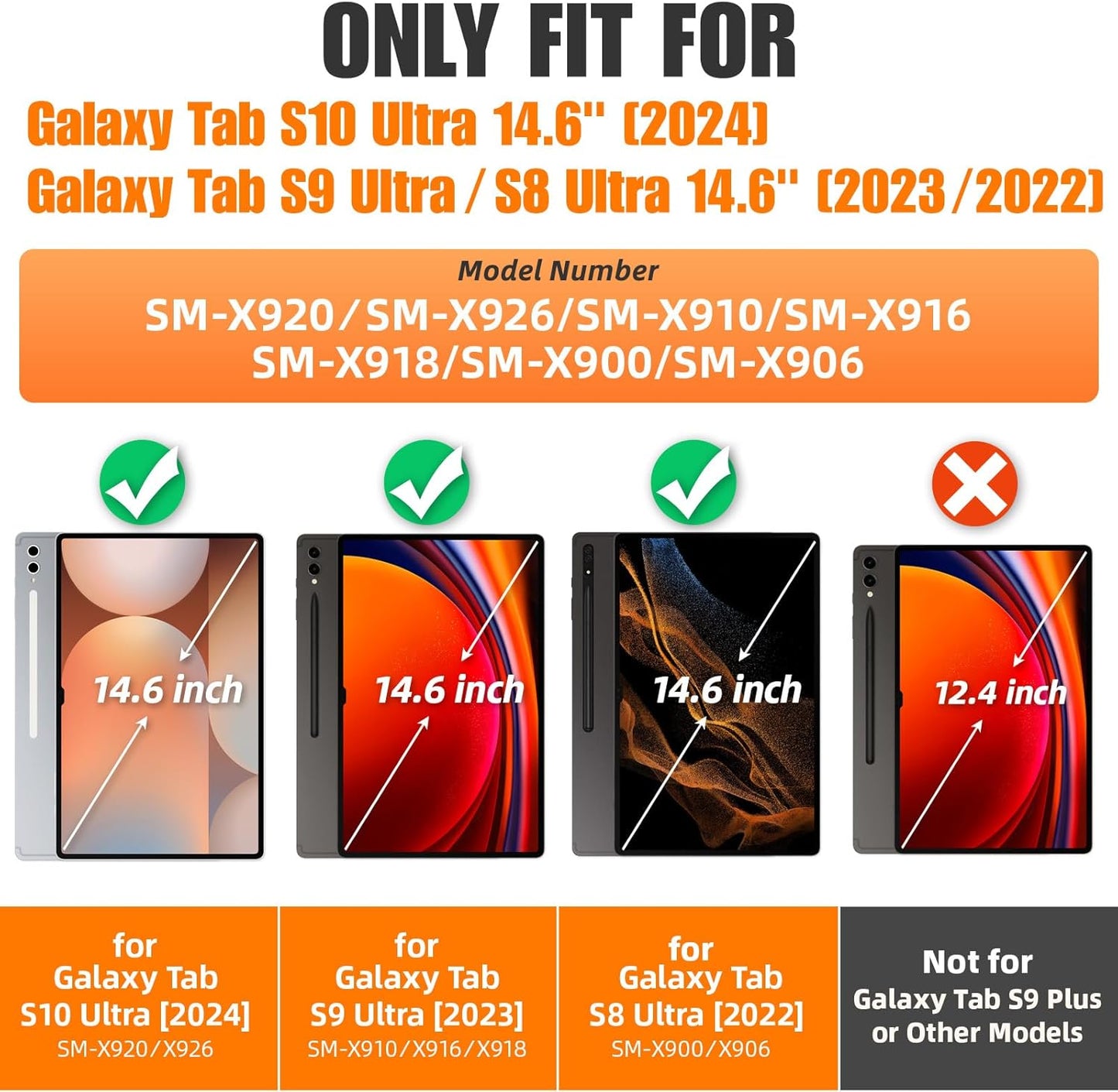 SEYMAC stock Case for Samsung Galaxy Tab S10 Ultra / S9 Ultra Tablet Case 14.6'' with Screen Protector, Pencil Holder, 360 Rotate Stand, Hand Strap, Shoulder Strap, Skyblue1