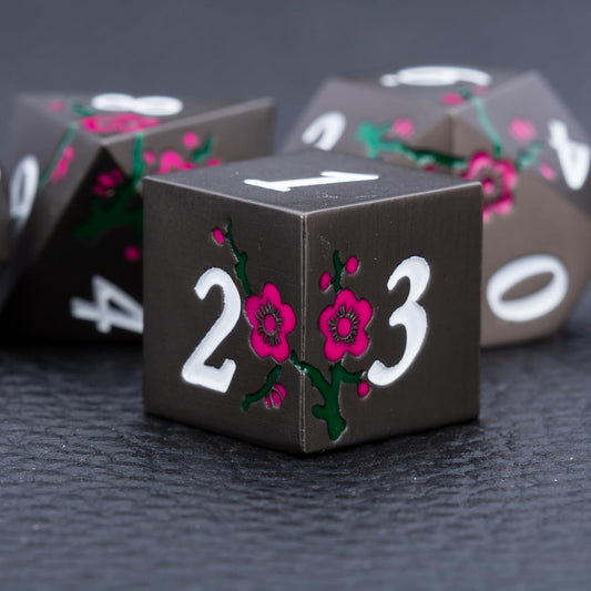 Metal DND Dice Set, 7 PCS With Gift Case for Dungeons and Dragons, Solid Metal Dice for Tabletop Game (Pearl Gun-Pink-Green)