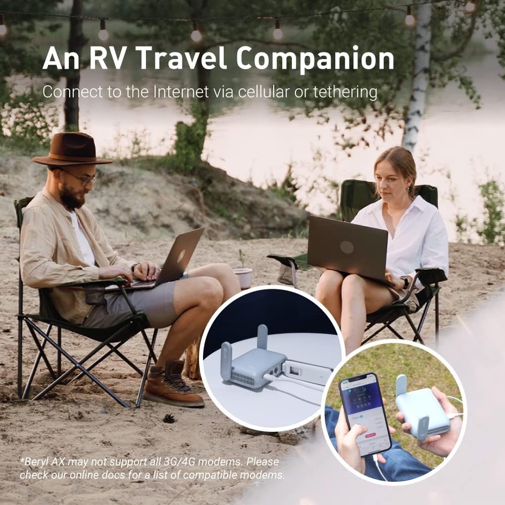 GL.iNet GL-MT3000 (Beryl AX) Portable Travel Router, Pocket Wi-Fi 6 Wireless 2.5G Router, Portable VPN Routers WiFi for Travel, Public Computer Routers, Business, Moblie/RV/Cruise/Plane